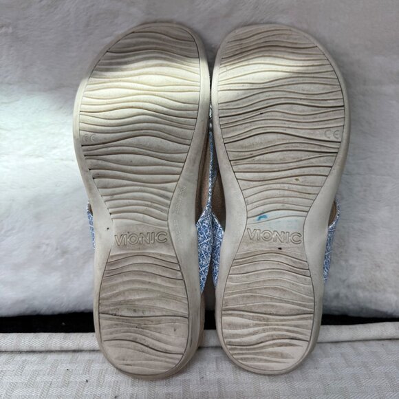 Vionic Bella Blue & White Patterned Women's Thong Sandals Size 7 slide-On - Picture 6 of 7